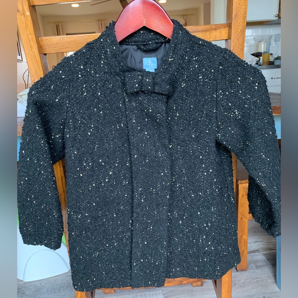 BabyGAP Black Bouclé Coat Girls sz 5 🖤